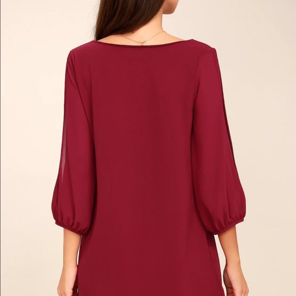 Lulus Shifting Dears Wine Red Long Sleeve Dress - Picture 3 of 10